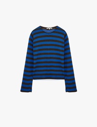 Slim Fit Bisiklet Yaka Uzun Kollu Çizgili Tişört