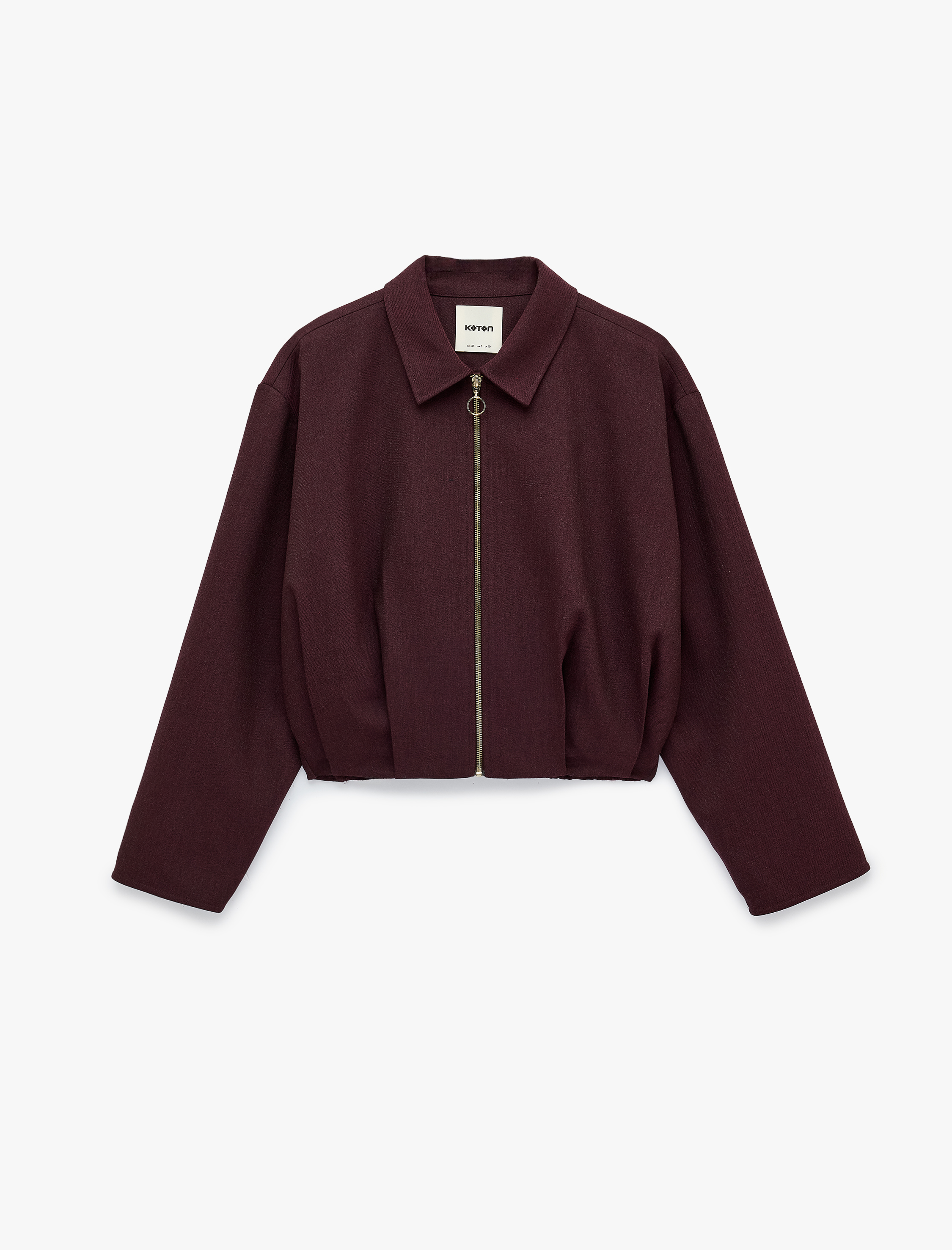   Koton X Selected by Şahika Ercümen - Pileli Kısa Bomber Ceket Fermuarlı Uzun Kollu
