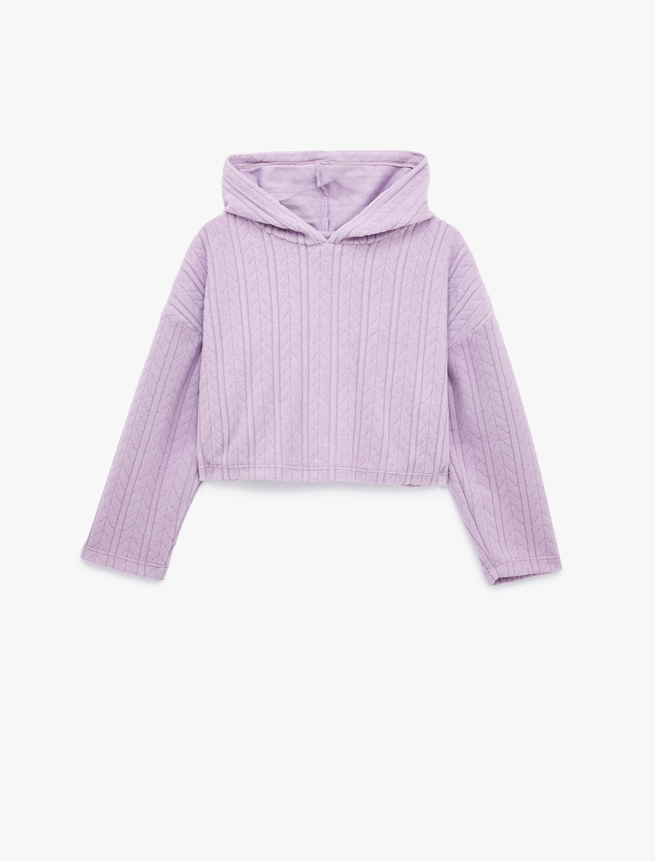 Kız Çocuk Uzun Kollu Basic Kapşonlu Sweatshirt