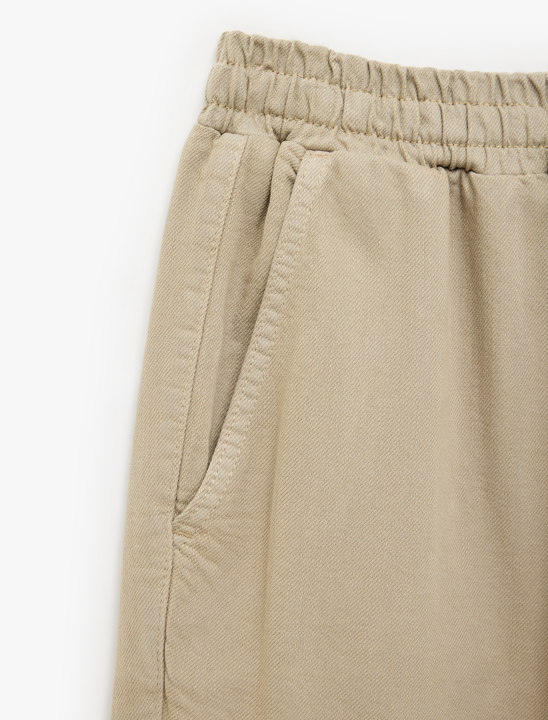   Pamuklu Cepli Gabardin Beli Lastikli Bağcıklı Kargo Pantolon