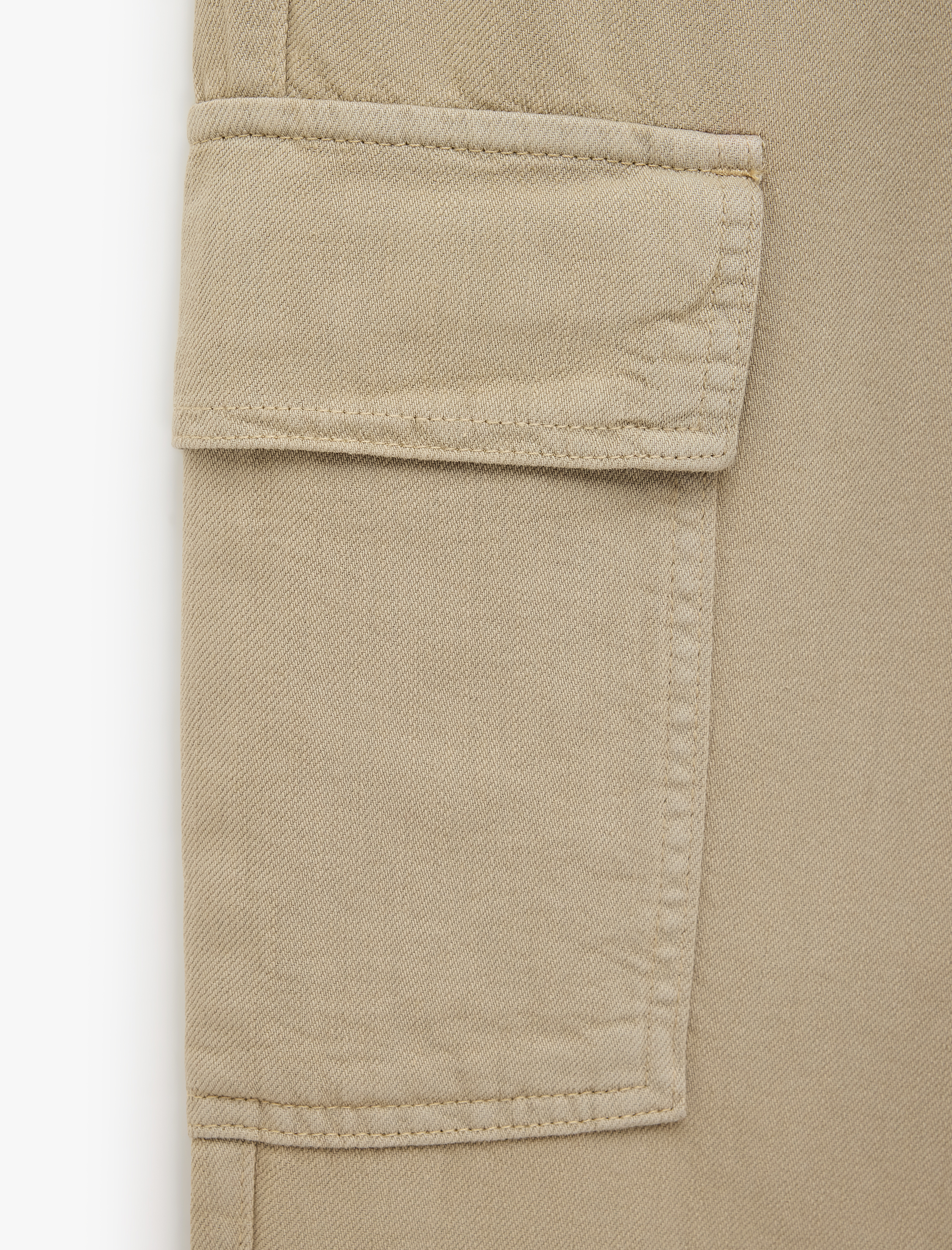   Pamuklu Cepli Gabardin Beli Lastikli Bağcıklı Kargo Pantolon