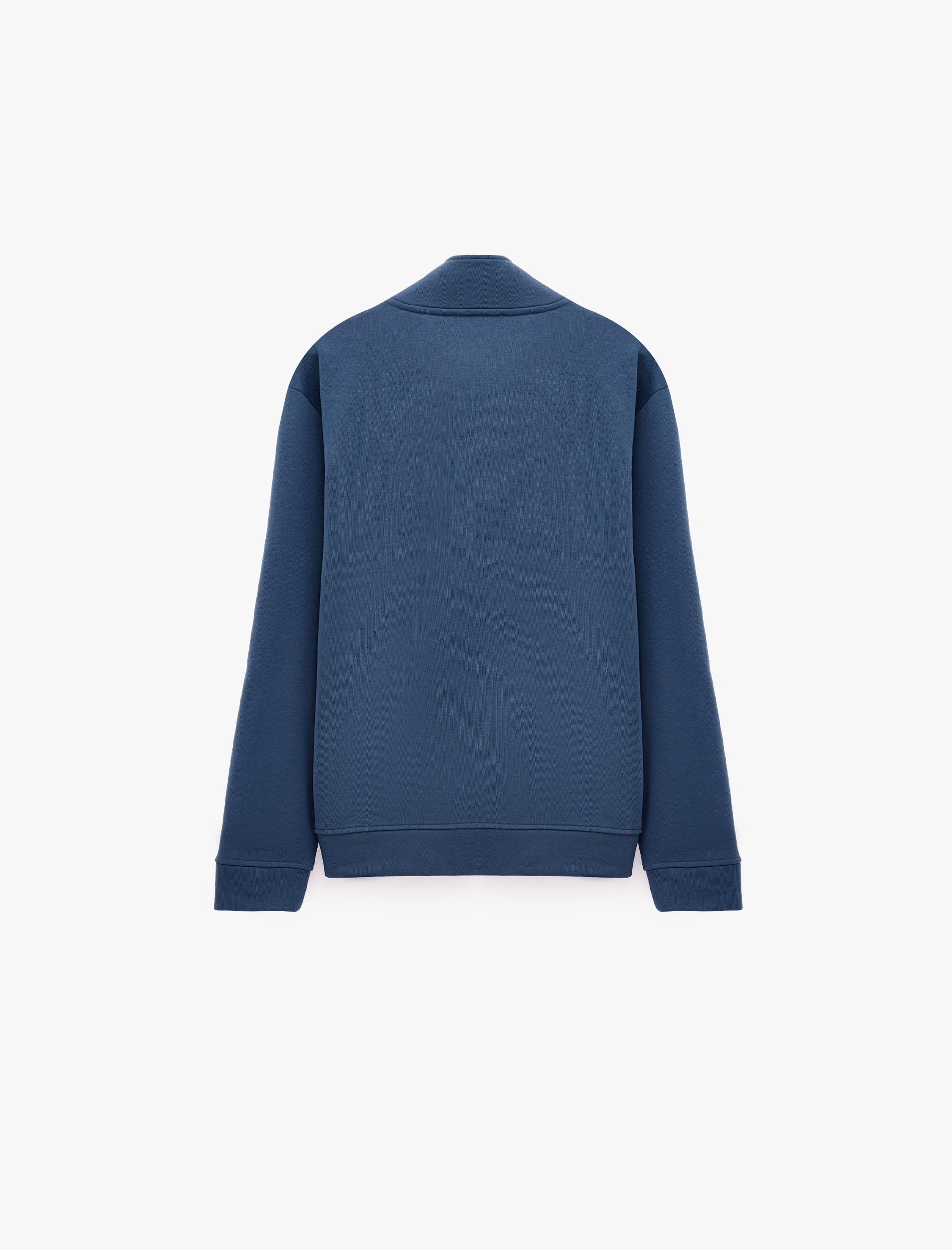   Uzun Kollu Üç İplik Şardonlu Pamuklu Yarım Fermuarlı Sweatshirt
