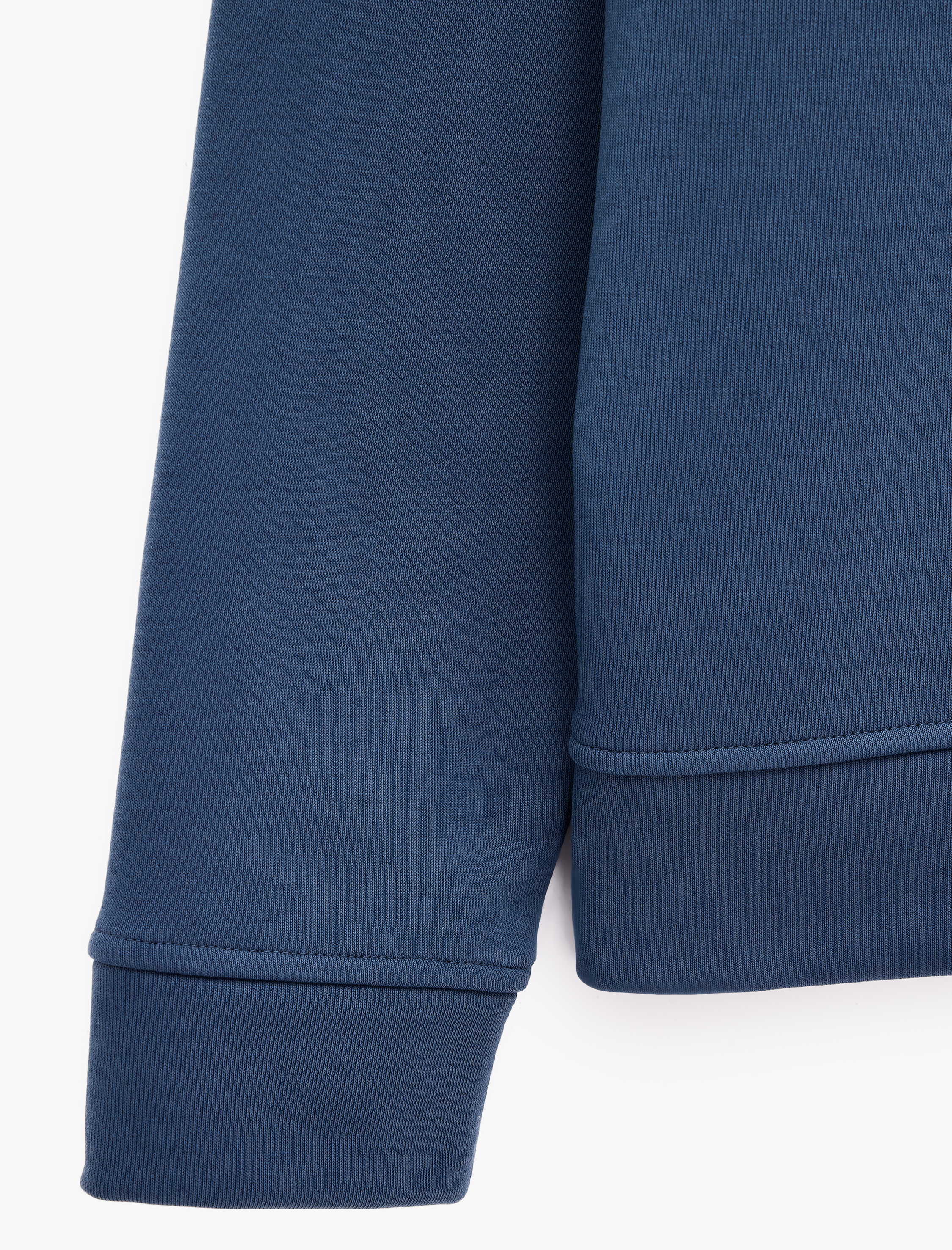   Uzun Kollu Üç İplik Şardonlu Pamuklu Yarım Fermuarlı Sweatshirt