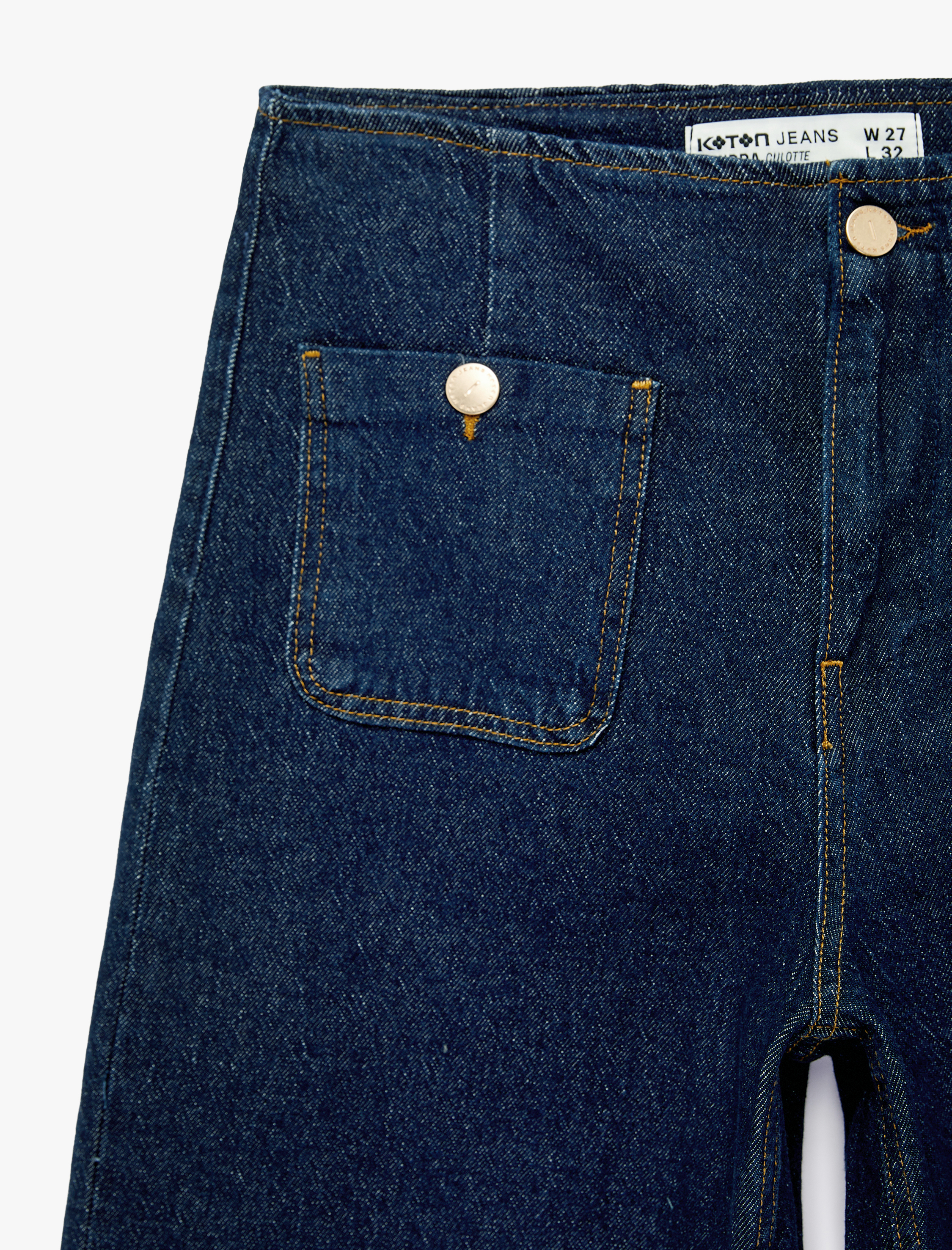   Pamuklu Cepli Normal Bel Culotte Pantolon - Culotte Jeans