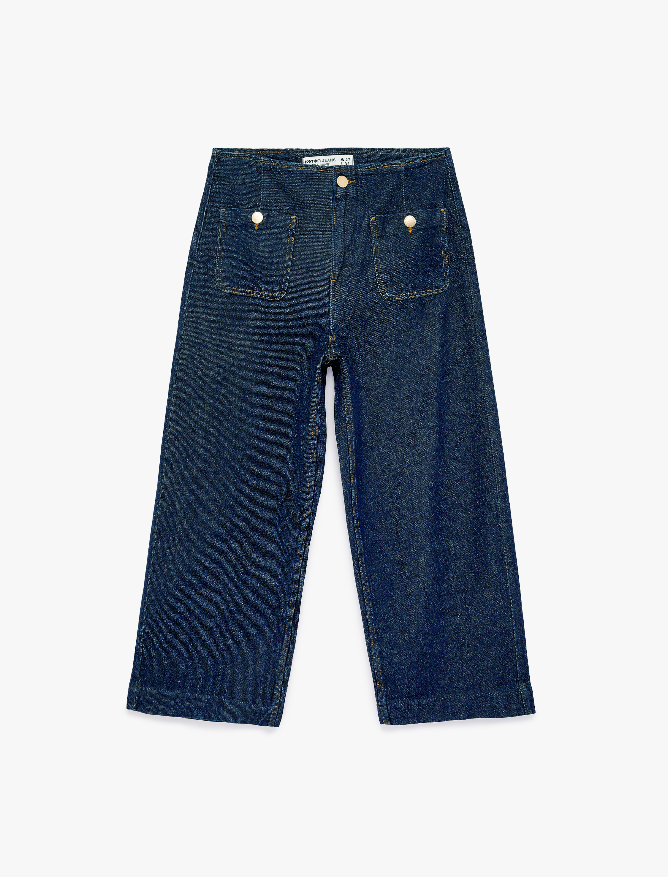   Pamuklu Cepli Normal Bel Culotte Pantolon - Culotte Jeans
