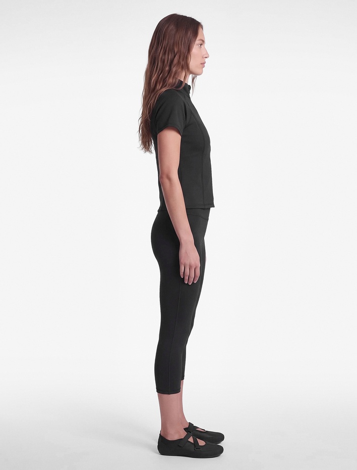  Yüksek Bel Slim Fit Yırtmaçlı Diz Altı Spor Tayt