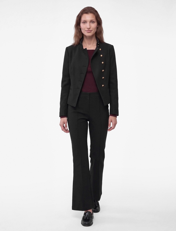  Viskon Karışımlı Slim Fit İspanyol Paça Pantolon