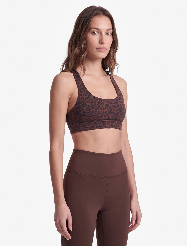  Slim Fit Kaplı U Yaka Leopar Desenli Sporcu Sütyeni