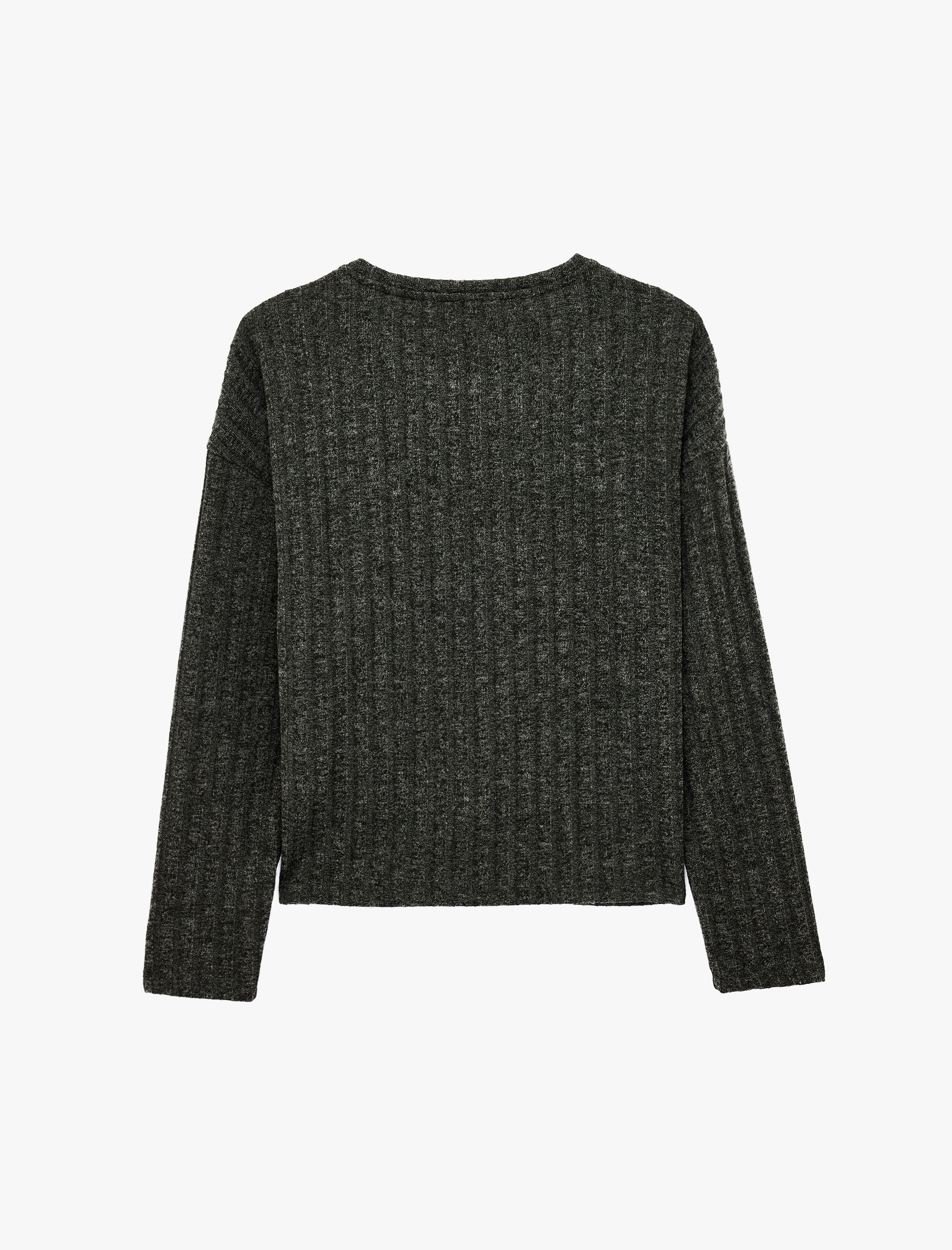   Uzun Kollu Bisiklet Yaka Rahat Kalıp Pijama Üstü