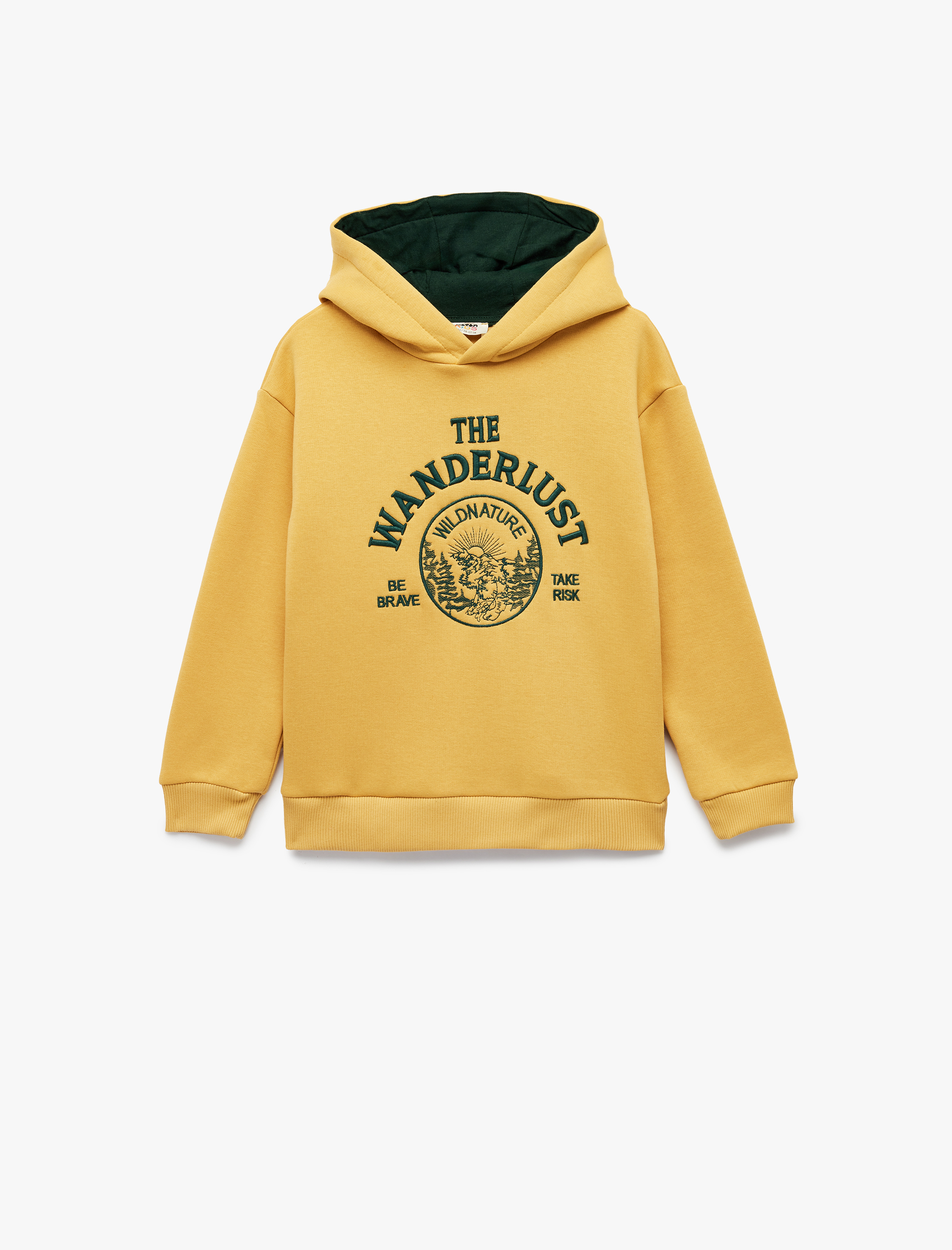 Erkek Çocuk Nakışlı Şardonlu Uzun Kollu Oversize Kapşonlu Sweatshirt