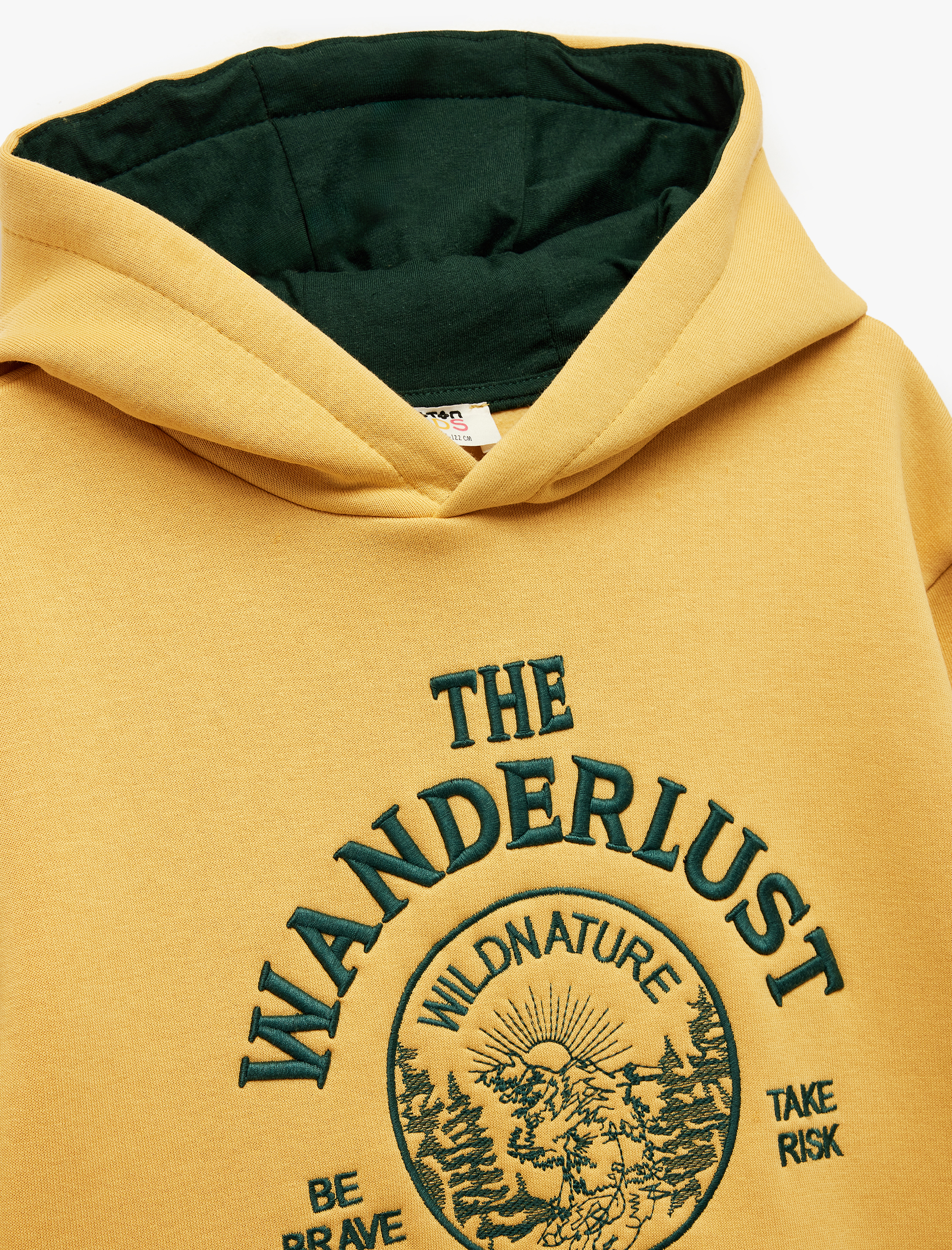  Erkek Çocuk Nakışlı Şardonlu Uzun Kollu Oversize Kapşonlu Sweatshirt