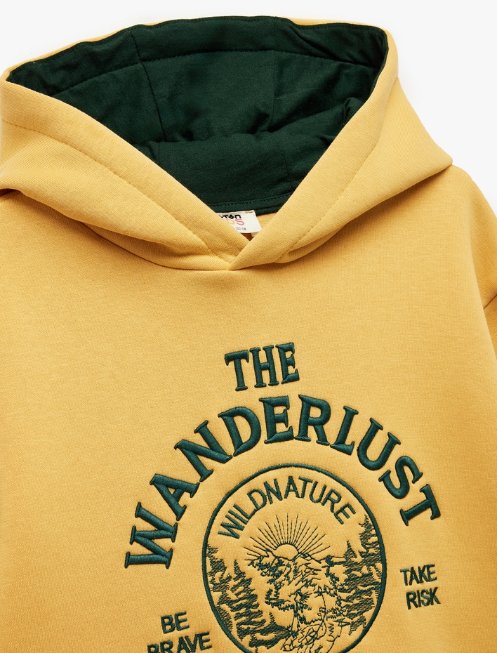 Erkek Çocuk Nakışlı Şardonlu Uzun Kollu Oversize Kapşonlu Sweatshirt