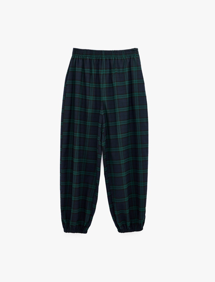  Normal Bel Regular Fit Cepli Ekoseli Beli Lastikli Jogger Pantolon