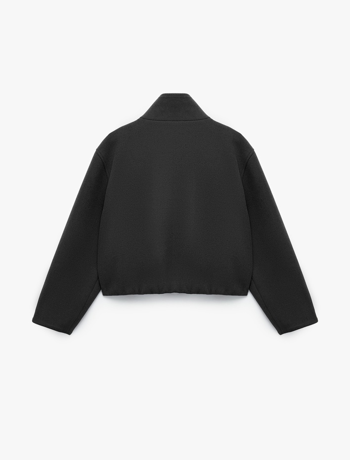  Koton X Selected by Şahika Ercümen -  Fermuarlı Uzun Kollu Kaşe Dik Yaka Bomber Ceket