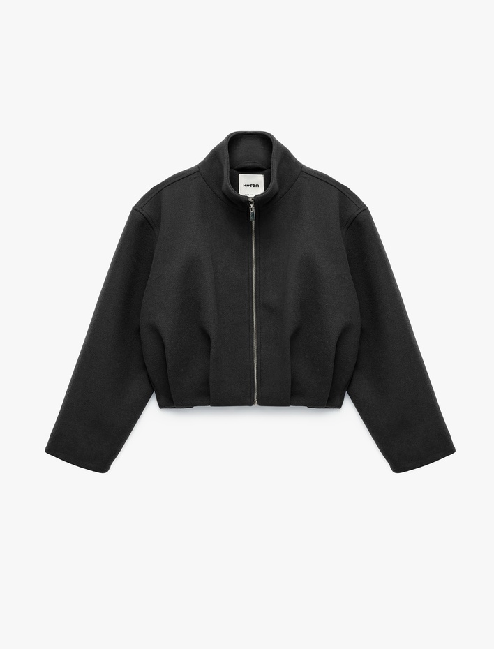  Koton X Selected by Şahika Ercümen -  Fermuarlı Uzun Kollu Kaşe Dik Yaka Bomber Ceket
