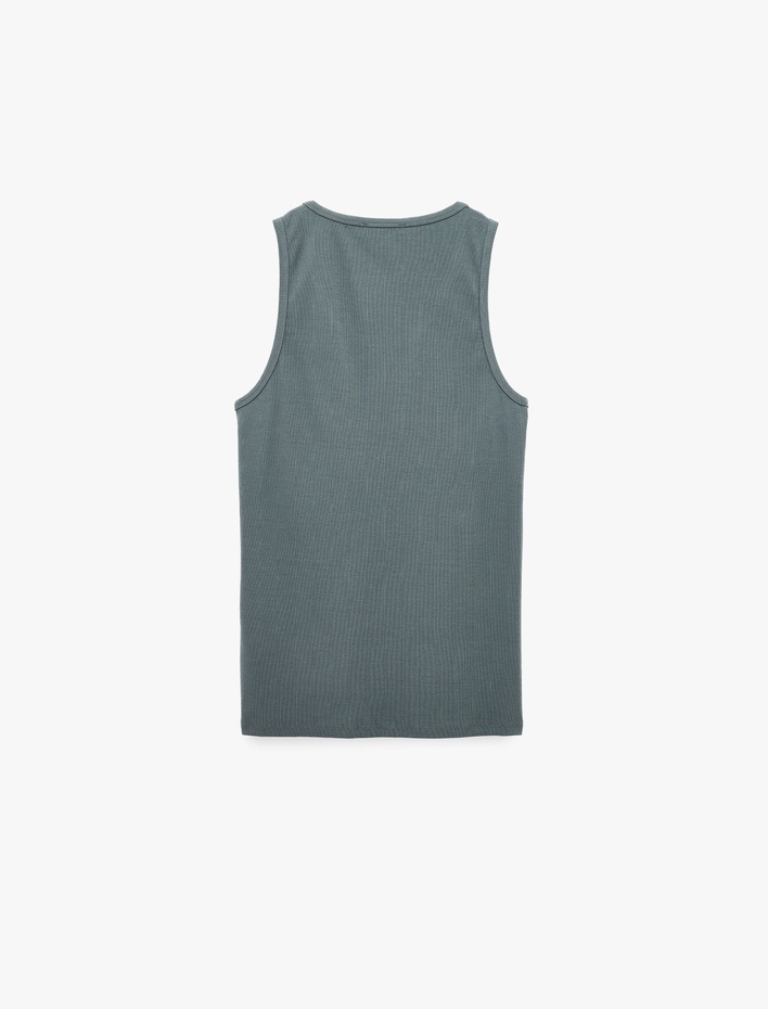  Slim Fit Pamuklu Kolsuz Bisiklet Yaka Basic Atlet