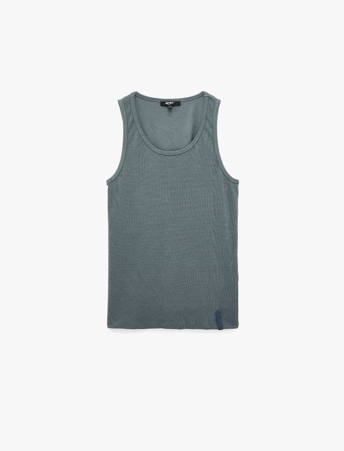  Slim Fit Pamuklu Kolsuz Bisiklet Yaka Basic Atlet
