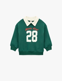 Şardonlu Uzun Kollu Oversize Polo Yaka Sweatshirt
