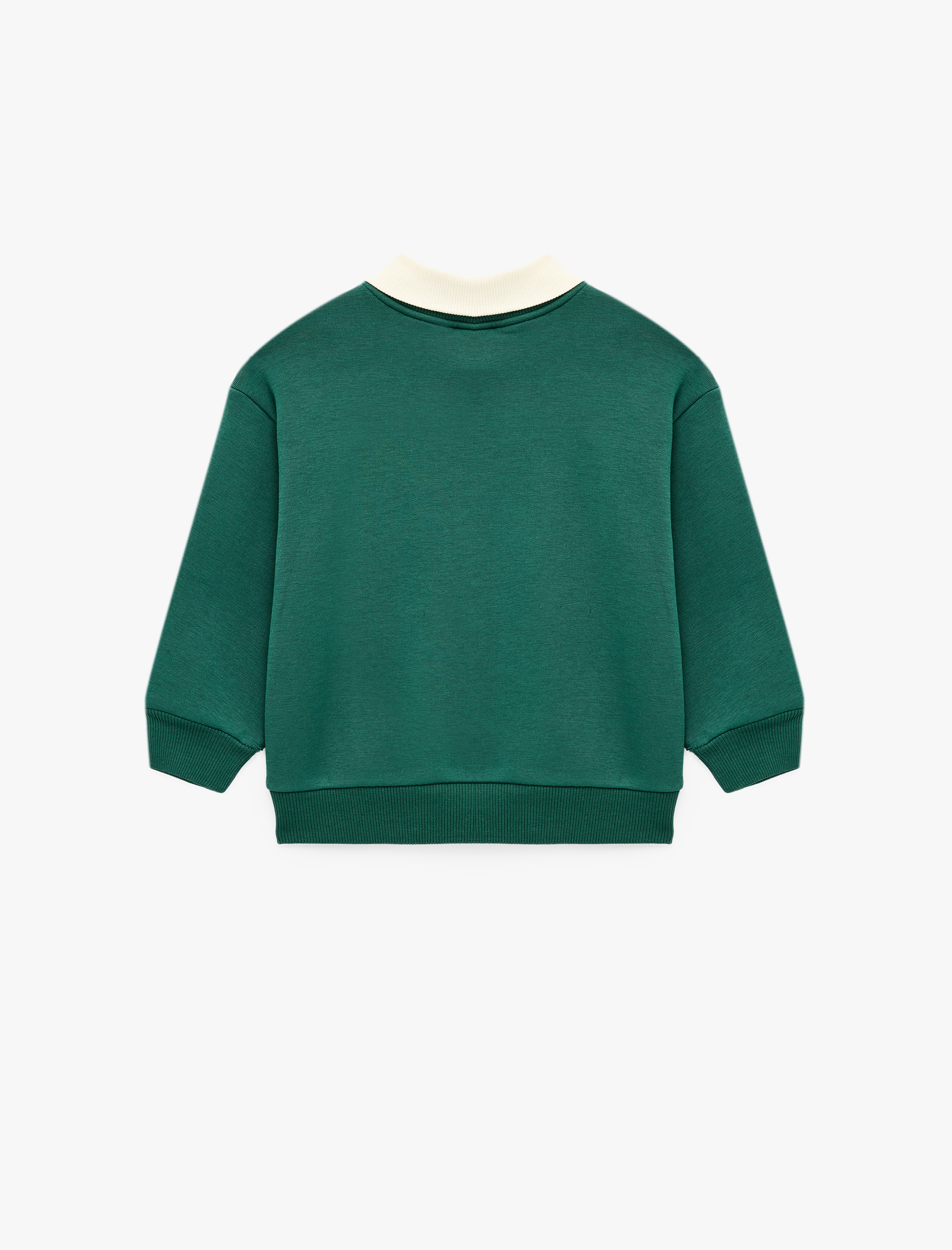  Erkek Bebek Şardonlu Uzun Kollu Oversize Polo Yaka Sweatshirt
