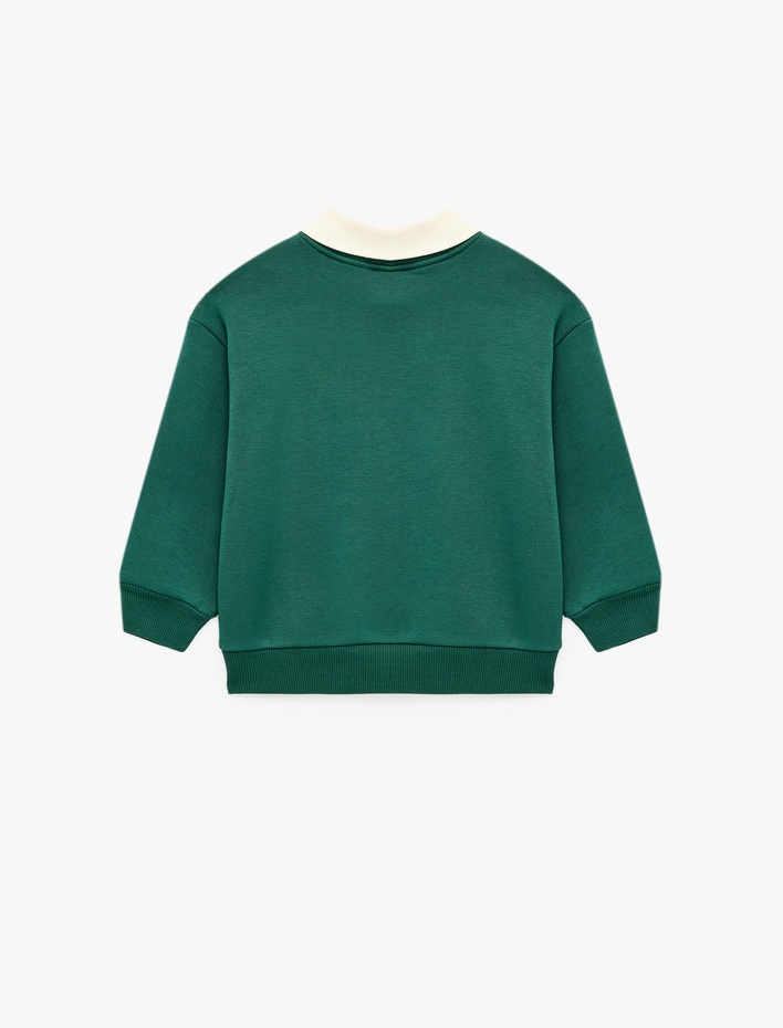 Erkek Bebek Şardonlu Uzun Kollu Oversize Polo Yaka Sweatshirt