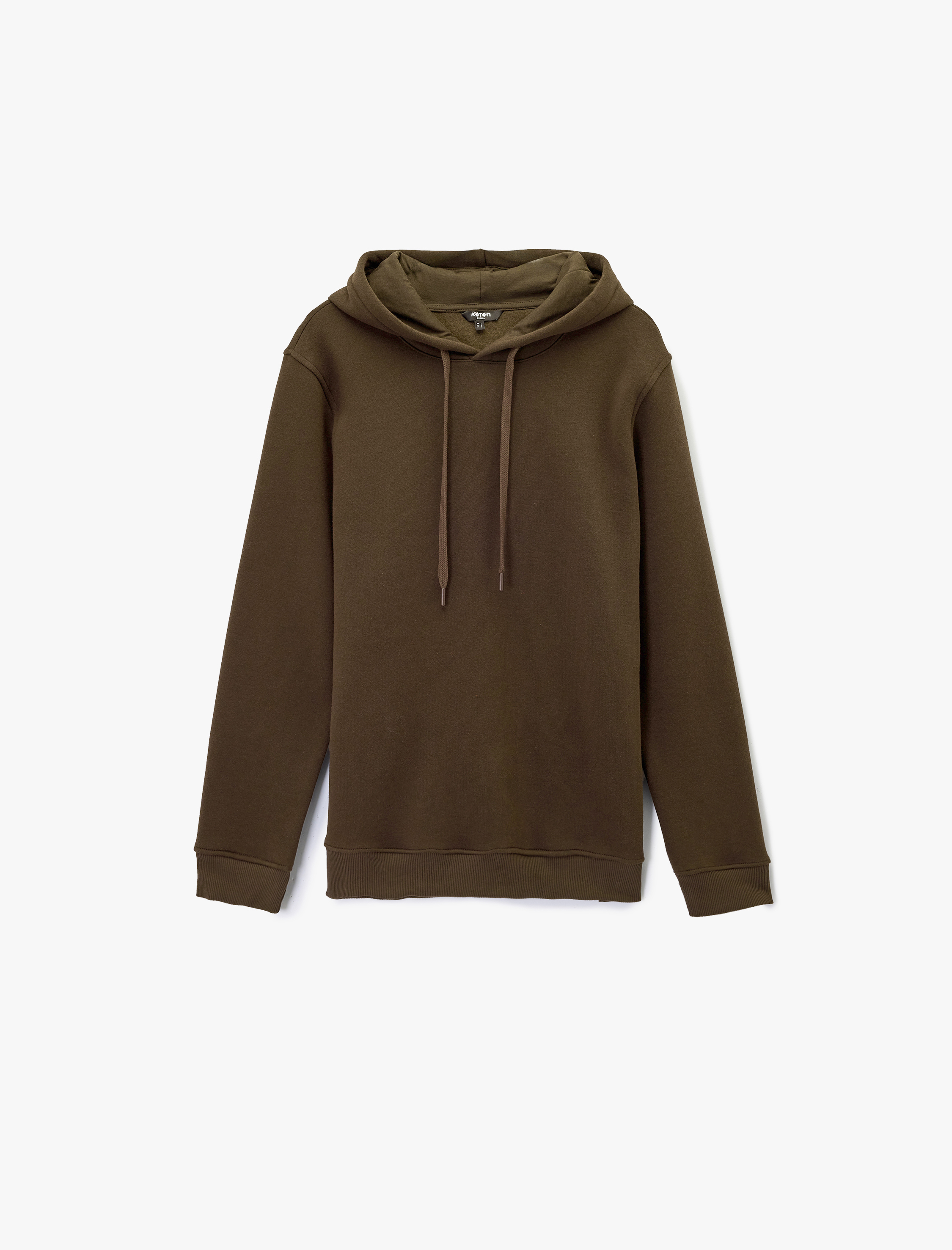   Şardonlu Uzun Kollu Basic Kapşonlu Sweatshirt