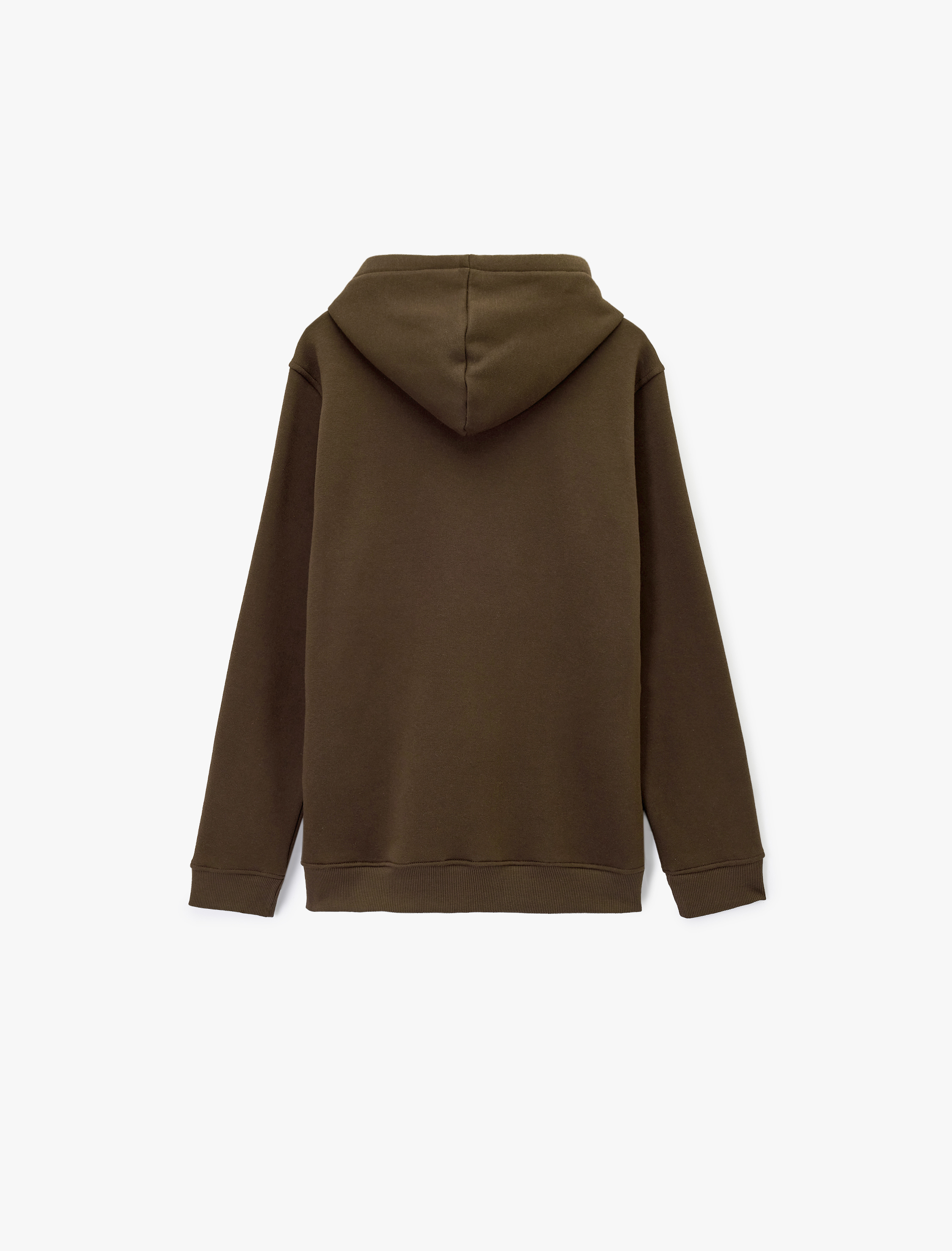   Şardonlu Uzun Kollu Basic Kapşonlu Sweatshirt