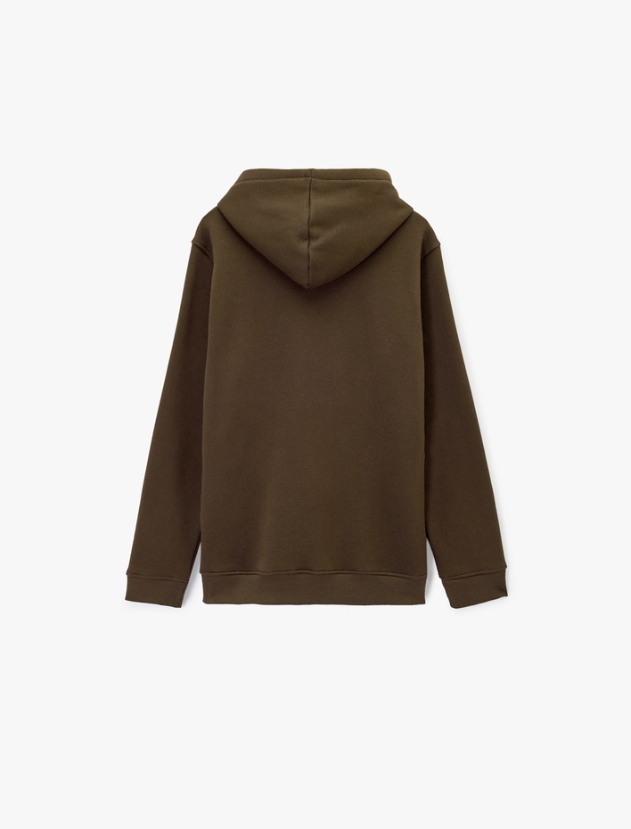  Şardonlu Uzun Kollu Basic Kapşonlu Sweatshirt