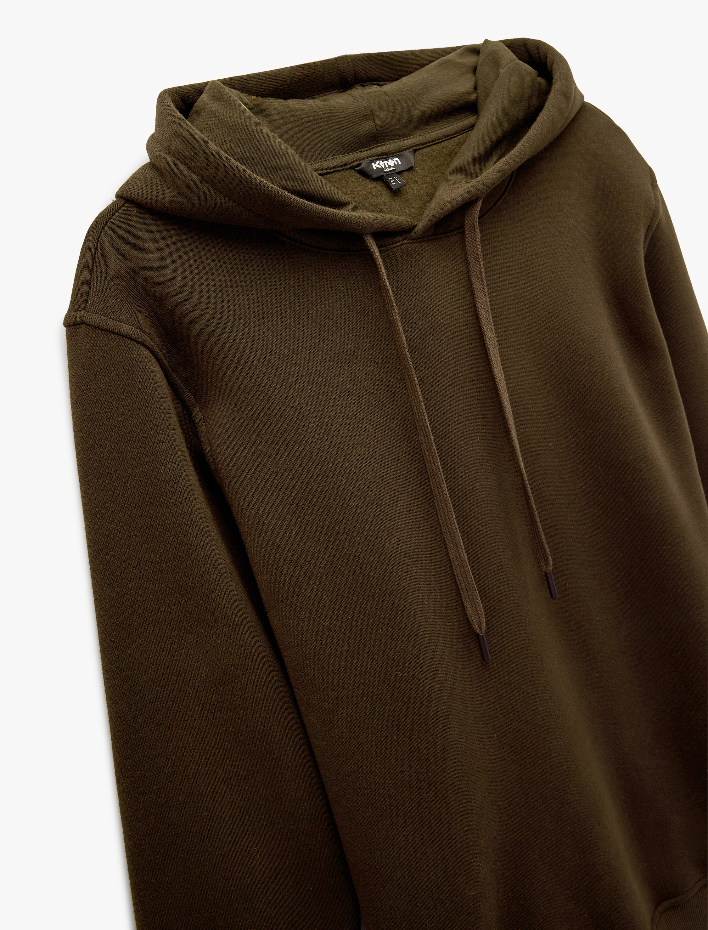   Şardonlu Uzun Kollu Basic Kapşonlu Sweatshirt