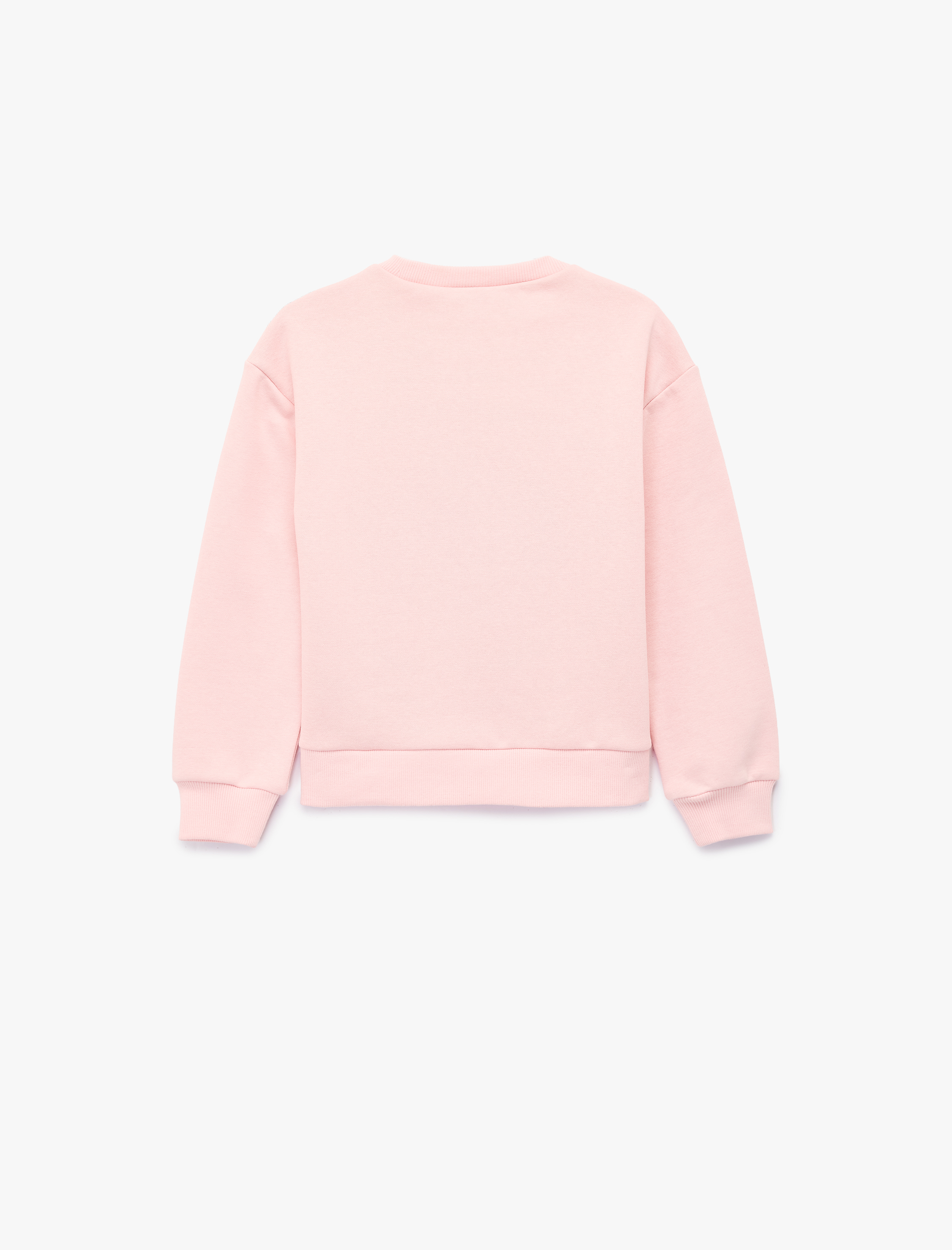  Kız Çocuk Simli Şardonlu Uzun Kollu Bisiklet Yaka Unicorn Baskılı Sweatshirt