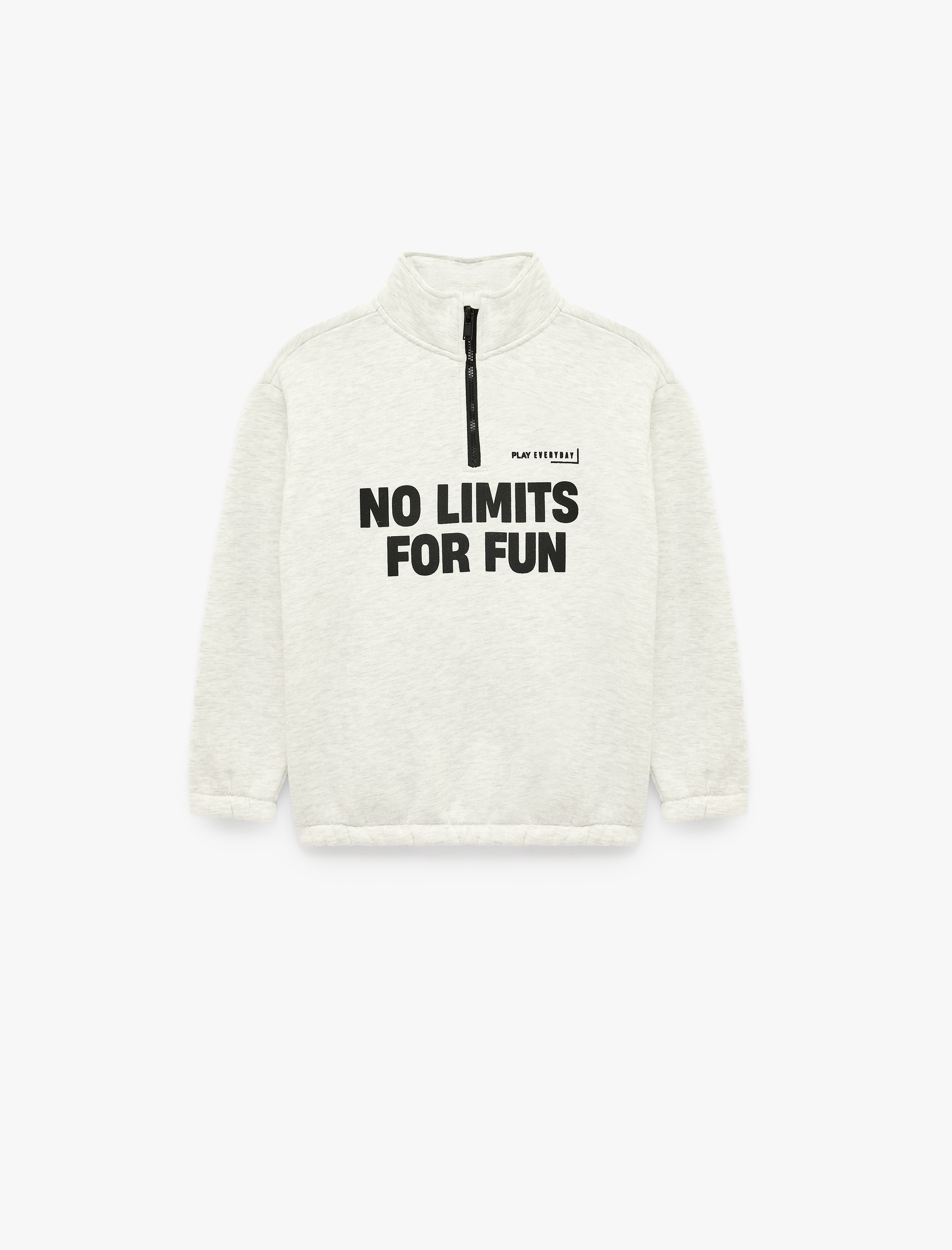  Erkek Çocuk Fermuarlı Şardonlu Uzun Kollu Dik Yaka Oversize Sweatshirt