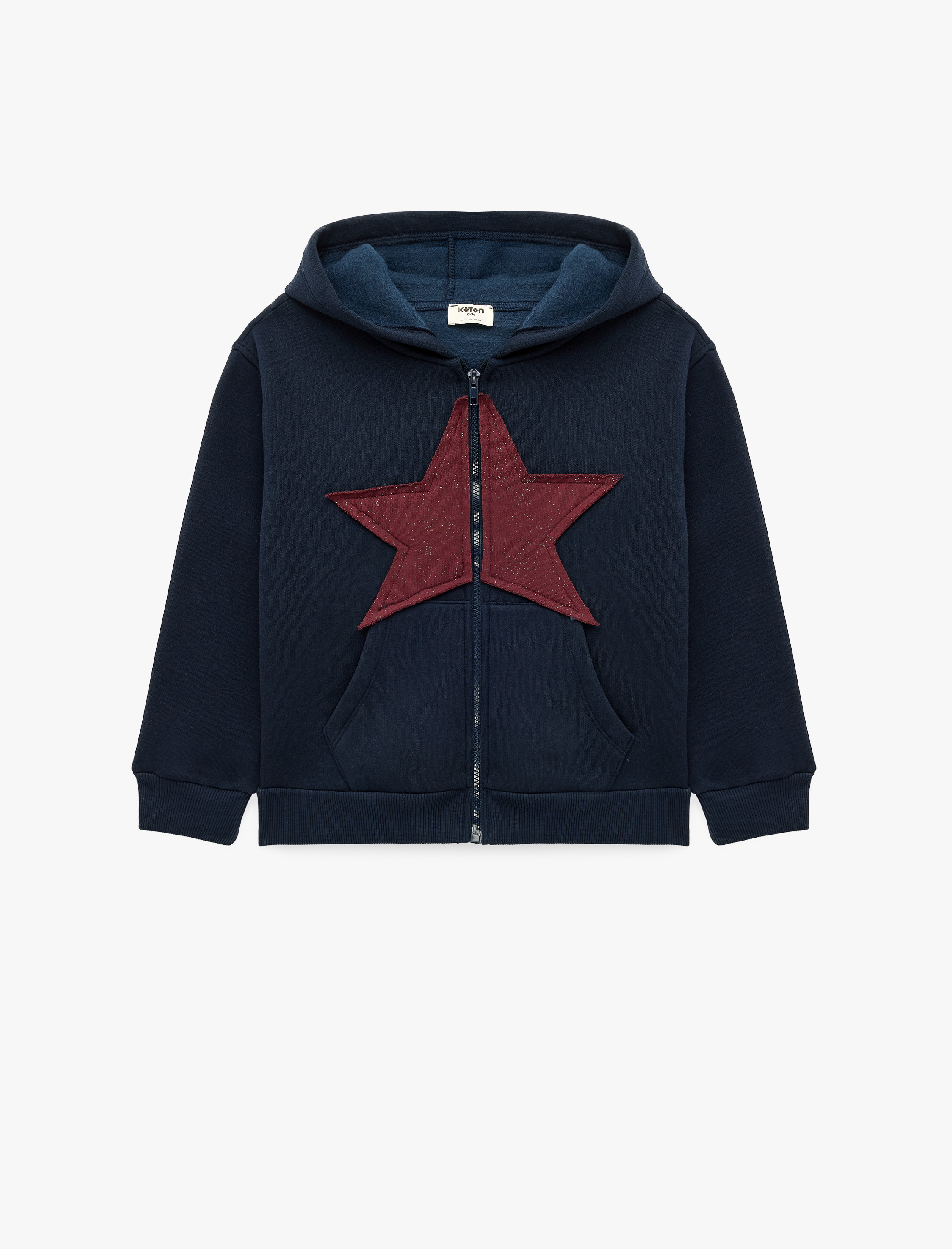  Kız Çocuk Leopar Desenli Yıldızlı Uzun Kollu Şardonlu Fermuarlı Kapşonlu Sweatshirt