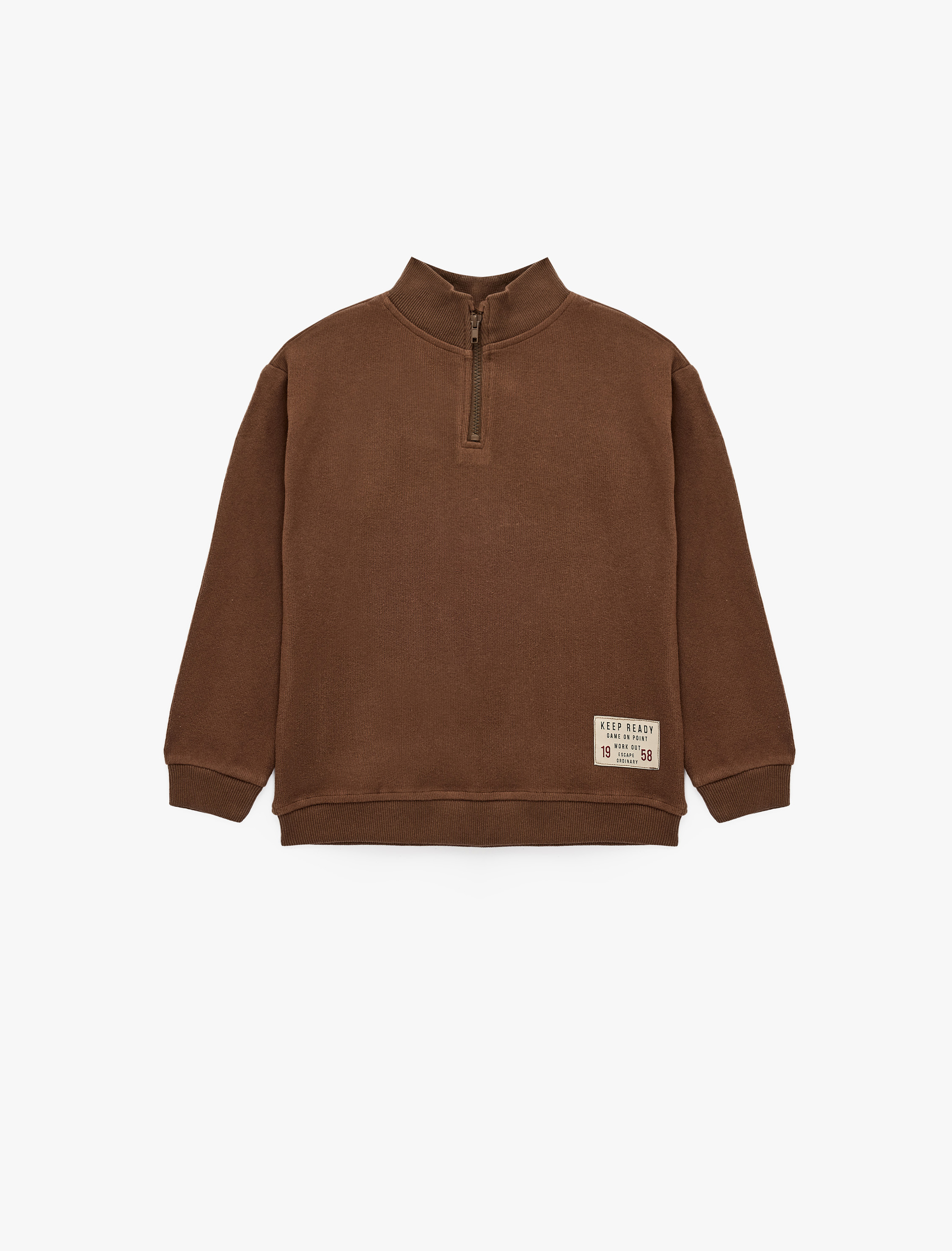  Erkek Çocuk Yarım Fermuarlı Uzun Kollu Dik Yaka Sweatshirt