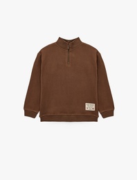 Yarım Fermuarlı Uzun Kollu Dik Yaka Sweatshirt