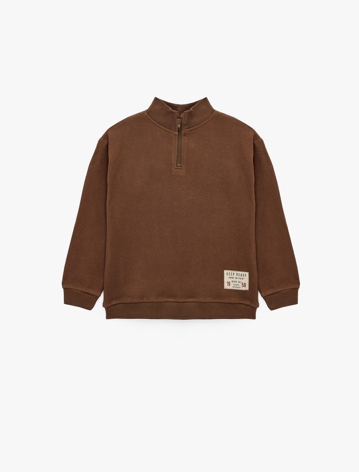 Erkek Çocuk Yarım Fermuarlı Uzun Kollu Dik Yaka Sweatshirt