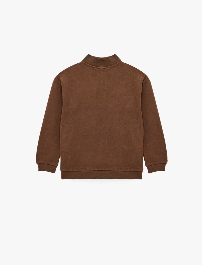 Erkek Çocuk Yarım Fermuarlı Uzun Kollu Dik Yaka Sweatshirt