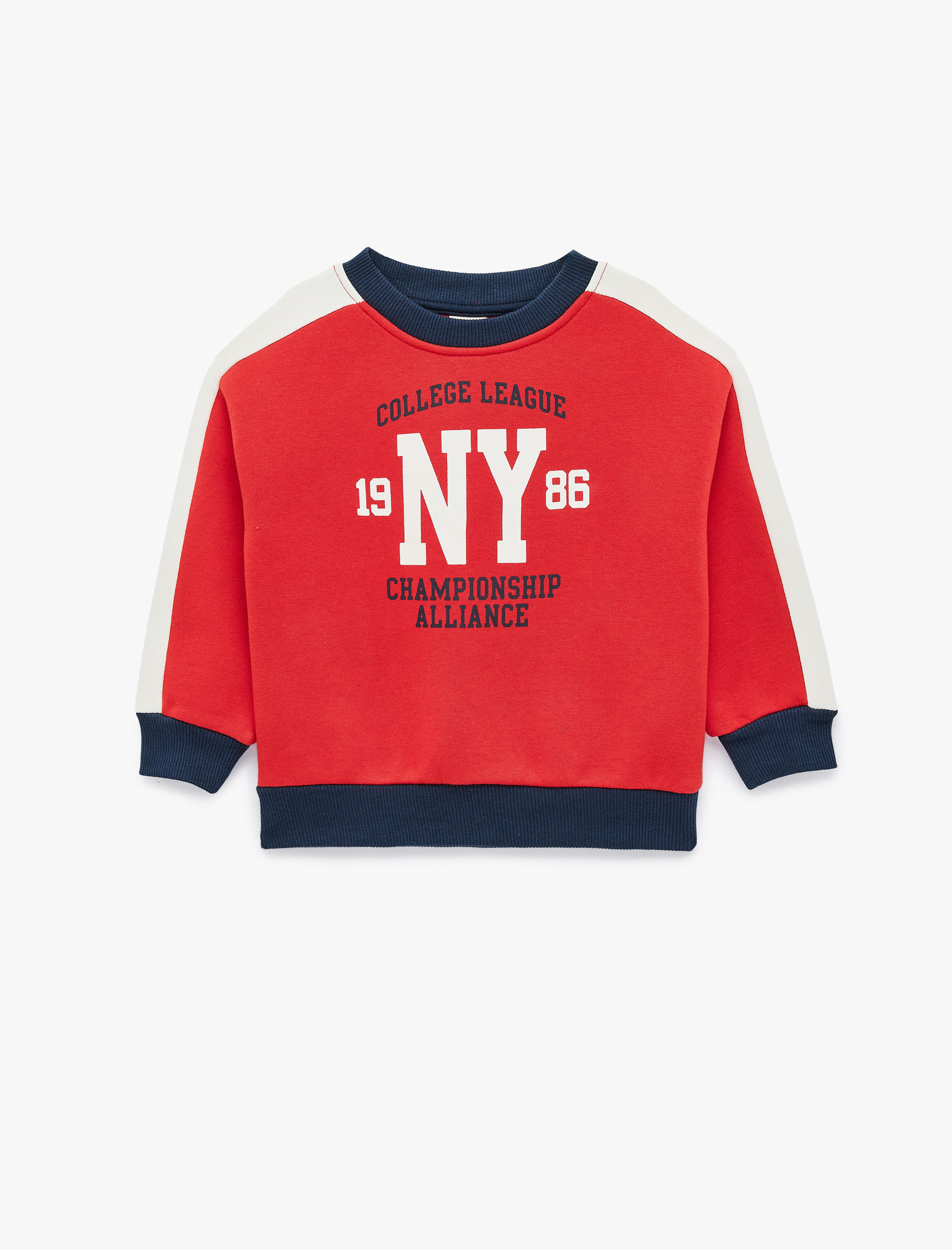  Erkek Bebek Pamuklu Bisiklet Yaka Balon Kollu Şardonlu Oversize Sweatshirt
