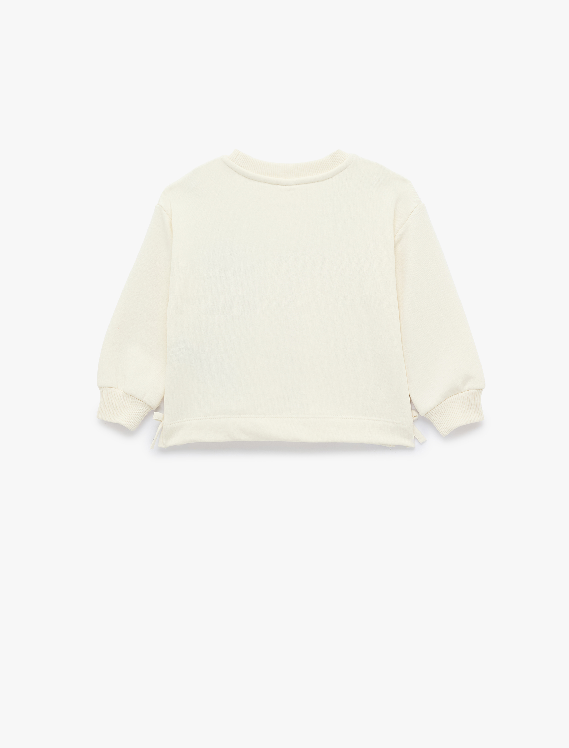 Kız Bebek Nakış Detaylı Uzun Kollu Bisiklet Yaka Sweatshirt