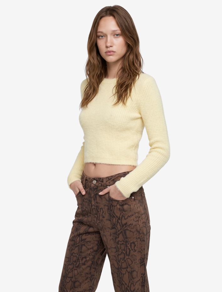  Slim Fit Uzun Kollu Bisiklet Yaka Triko Kazak