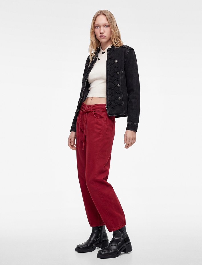  Kemerli Cepli Normal Bel Rahat Kalıp Balon Fit Barrel Pantolon - Barrel Jeans