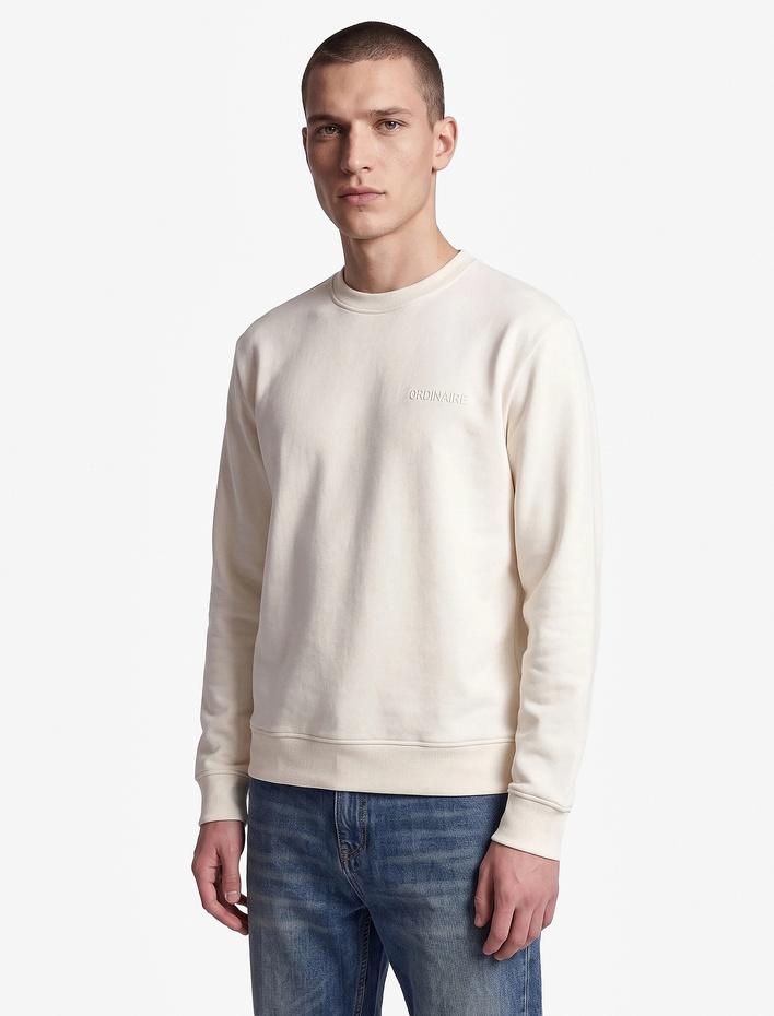  Üç İplik Şardonlu Bisiklet Yaka Uzun Kollu Baskılı Sweatshirt