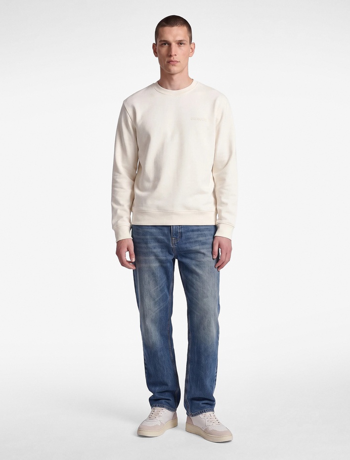  Üç İplik Şardonlu Bisiklet Yaka Uzun Kollu Baskılı Sweatshirt