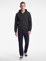 Üç İplik Şardonlu Cepli Uzun Kollu Fermuarlı Kapşonlu Sweatshirt
