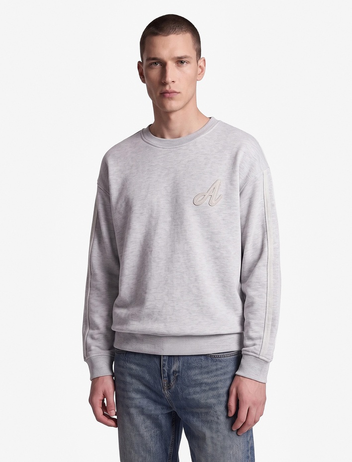  Şardonlu Rahat Kalıp Dikiş Detaylı Uzun Kollu Bisiklet Yaka Nakışlı Sweatshirt