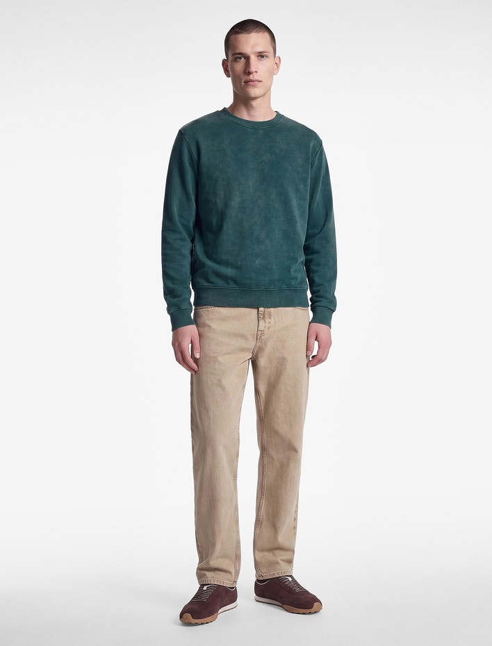  Uzun Kollu Üç İplik Şardonlu Yıkamalı Bisiklet Yaka Sweatshirt