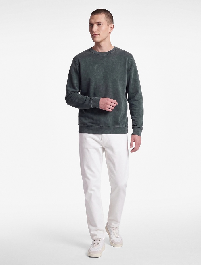  Uzun Kollu Üç İplik Şardonlu Yıkamalı Bisiklet Yaka Sweatshirt