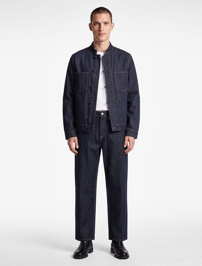  Bol Kalıp Pamuklu Çizgili Loose Fit Jean Pantolon - Steve Jean
