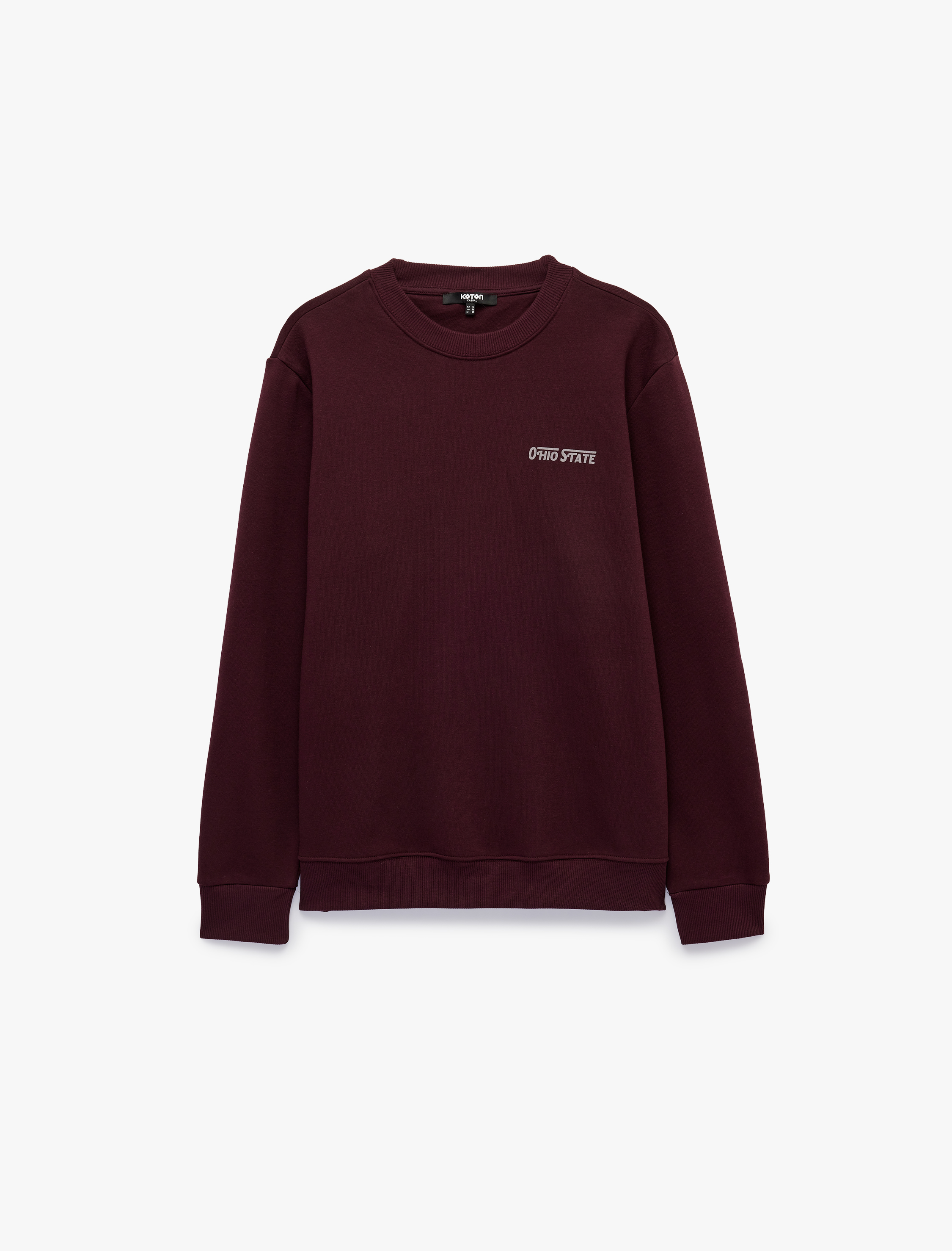   Üç İplik Şardonlu Uzun Kollu Bisiklet Yaka Baskılı Sweatshirt