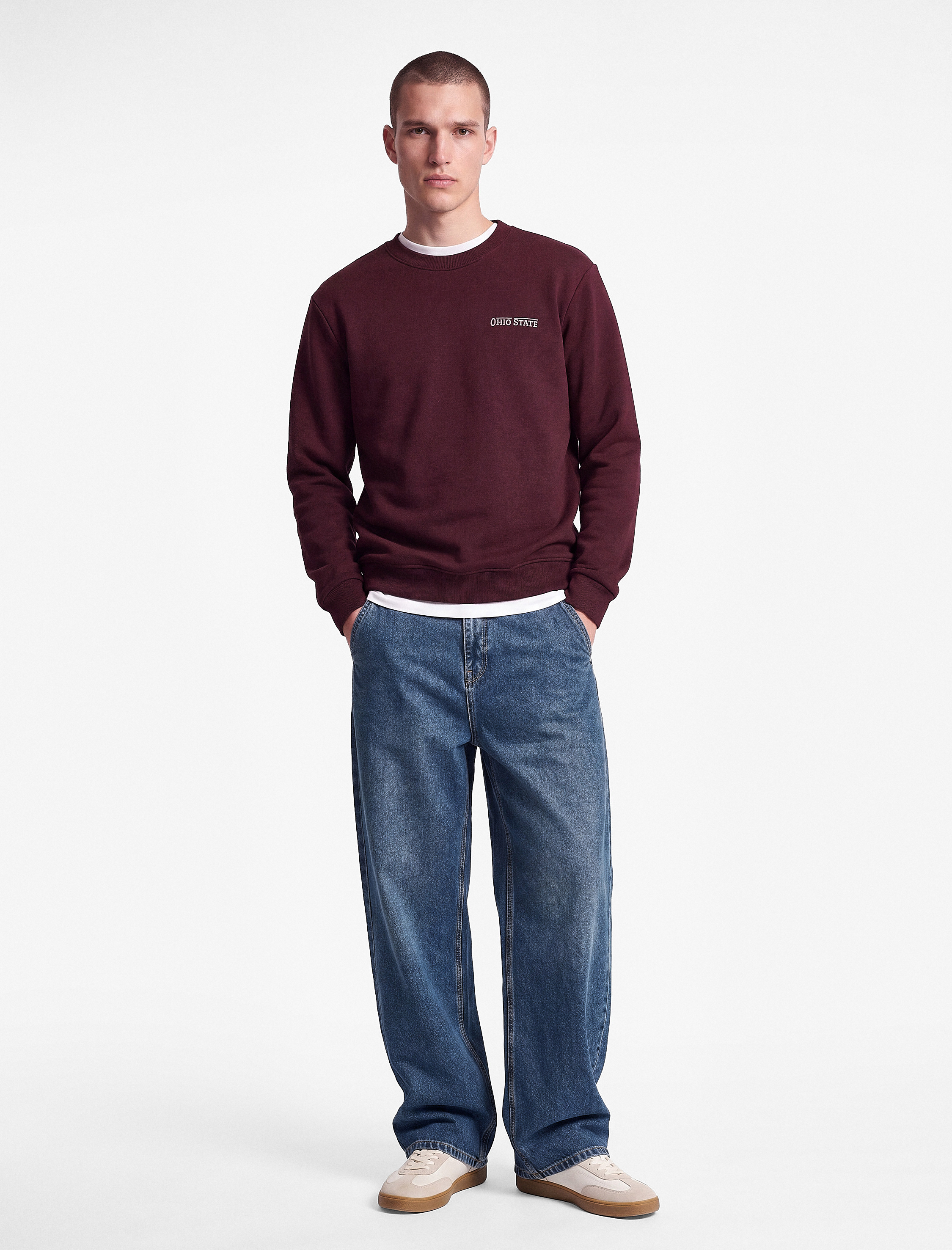   Üç İplik Şardonlu Uzun Kollu Bisiklet Yaka Baskılı Sweatshirt
