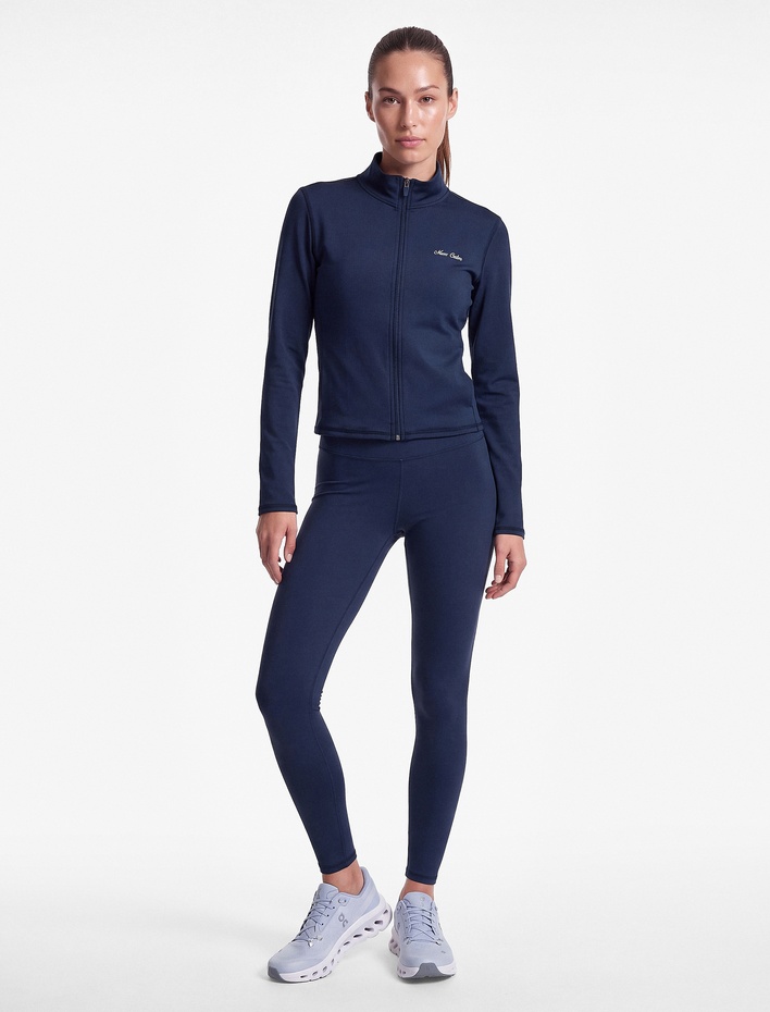  Slim Fit Dik Yaka Uzun Kollu Fermuarlı Baskılı Spor Sweatshirt