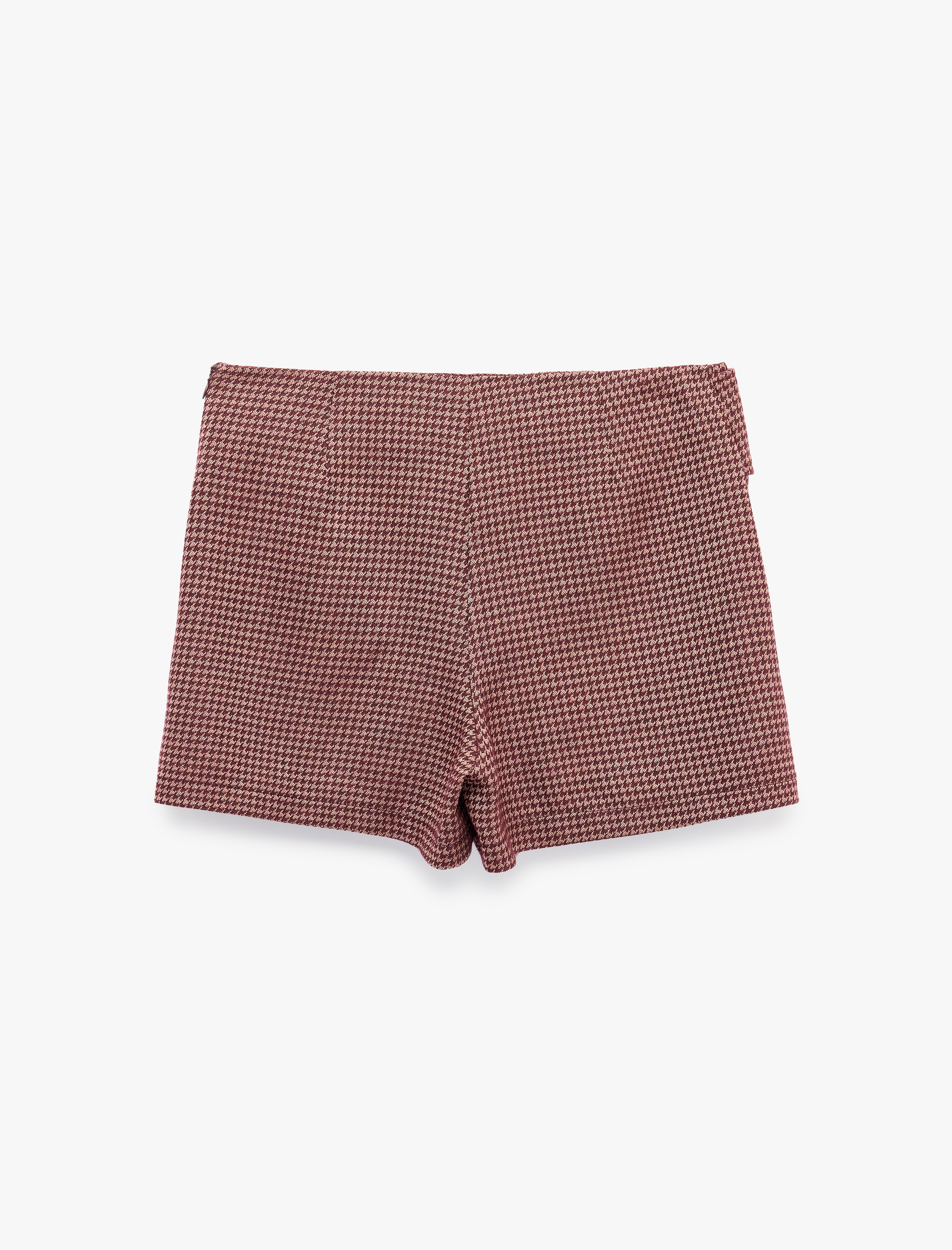   Cepli Slim Fit Kazayağı Desenli Mini Şort Etek